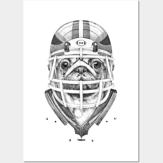 American Pug Football Wall Art by ronnkools